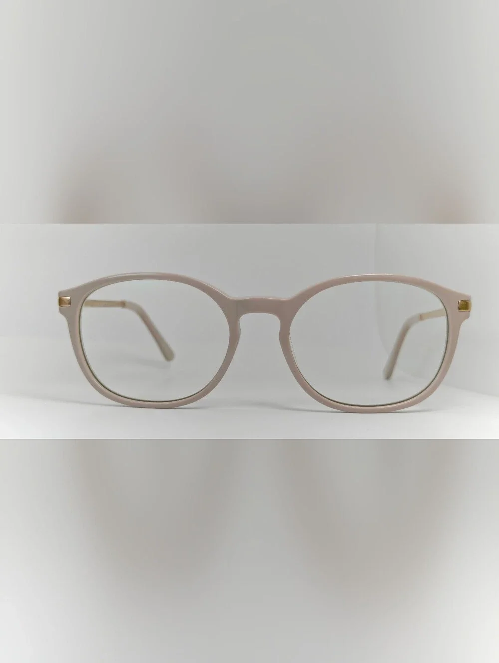 New Bedford. Nude. Women's Neutral Beige Gold Round Frame Glasses.